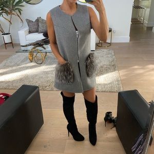 Gray long sweater vest